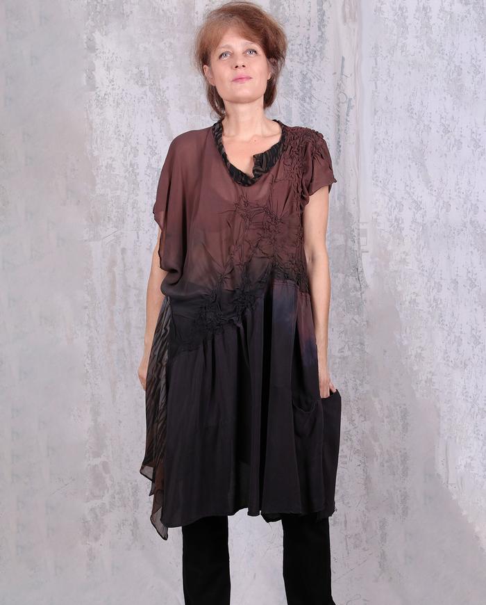 sheer ombre oversized silk chiffon dress or tunic