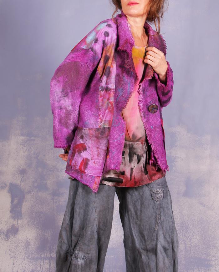 'turn up the volume' oversized painted woven jacket