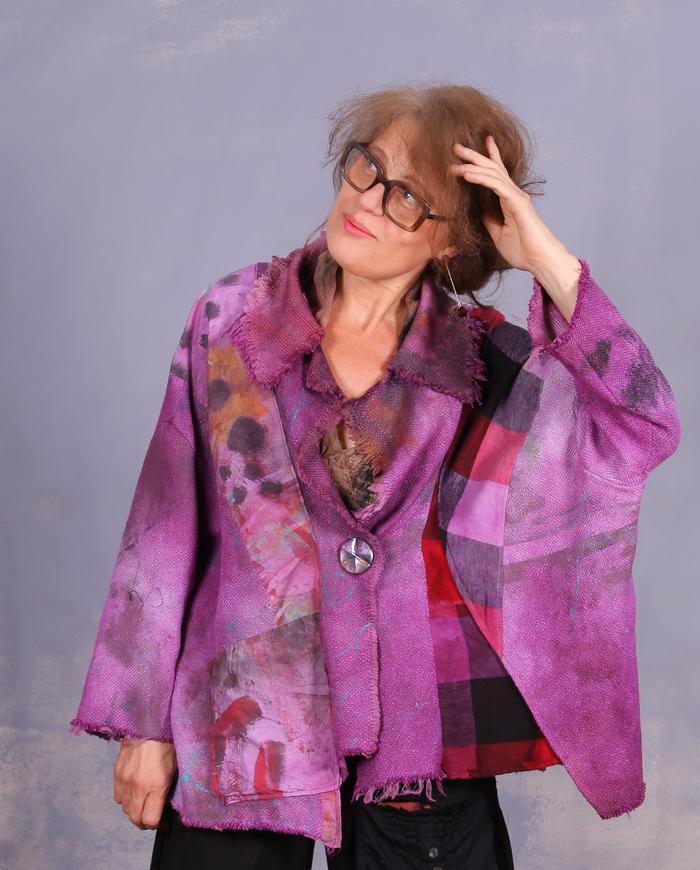 'turn up the volume' oversized painted woven jacket