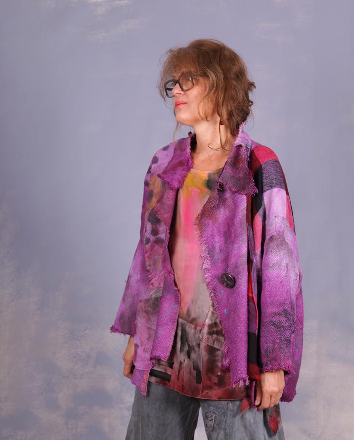 'turn up the volume' oversized painted woven jacket