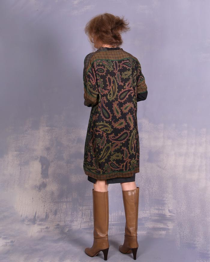 'back to classics' paisley and houndstooth vintage silk tunic/blouse/mini-dress