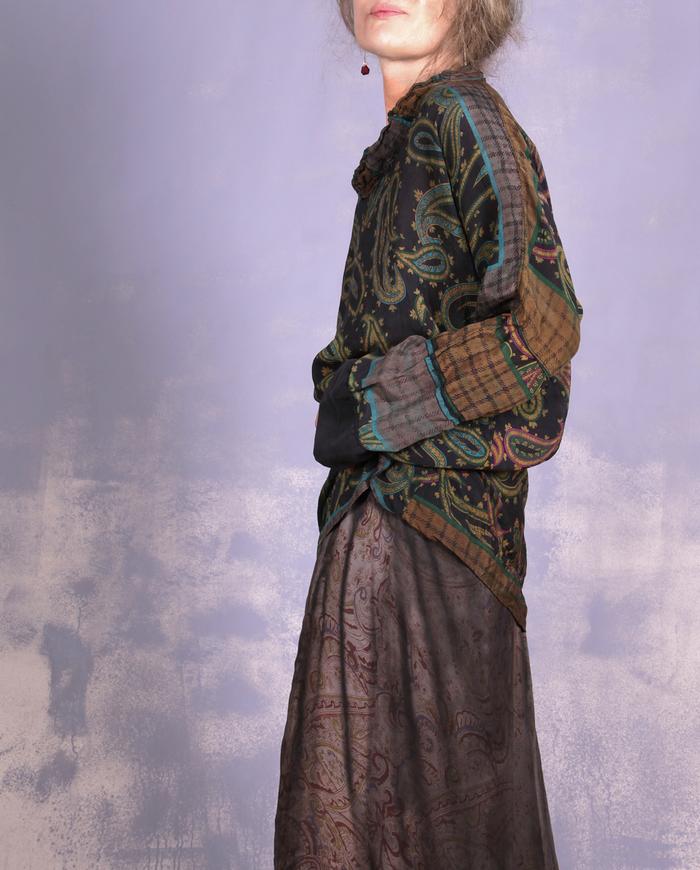 'back to classics' paisley and houndstooth vintage silk tunic/blouse/mini-dress