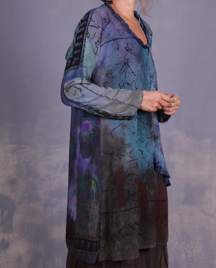 'sky, sea and earth fondant' A-line minidress or tunic with overlay