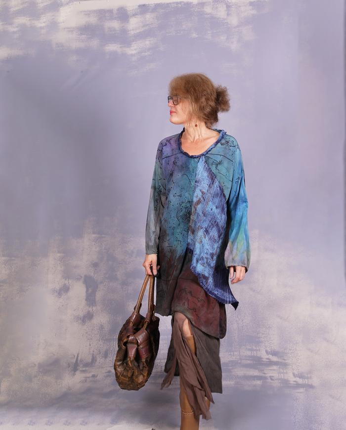 'sky, sea and earth fondant' A-line minidress or tunic with overlay