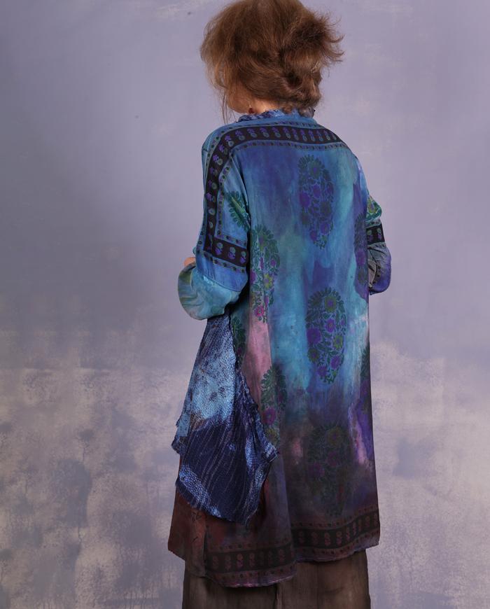 'sky, sea and earth fondant' A-line minidress or tunic with overlay