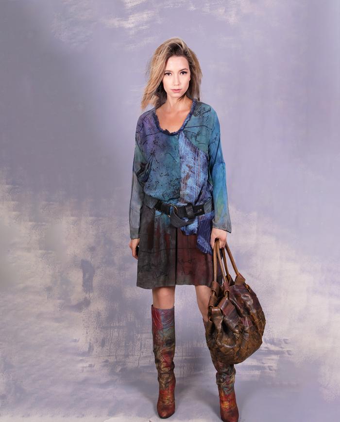 'sky, sea and earth fondant' A-line minidress or tunic with overlay