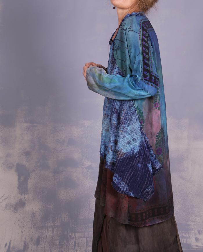 'sky, sea and earth fondant' A-line minidress or tunic with overlay
