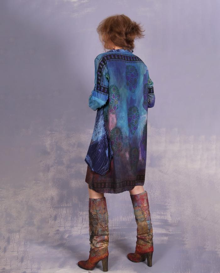 'sky, sea and earth fondant' A-line minidress or tunic with overlay