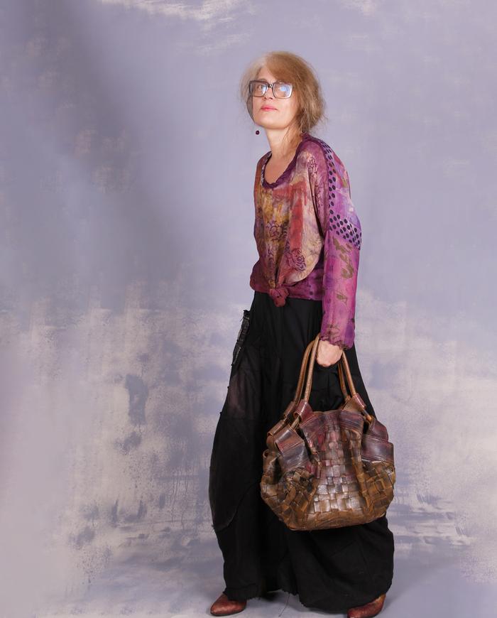 'three different bouquets' mixed silks weightless blouse/tunic