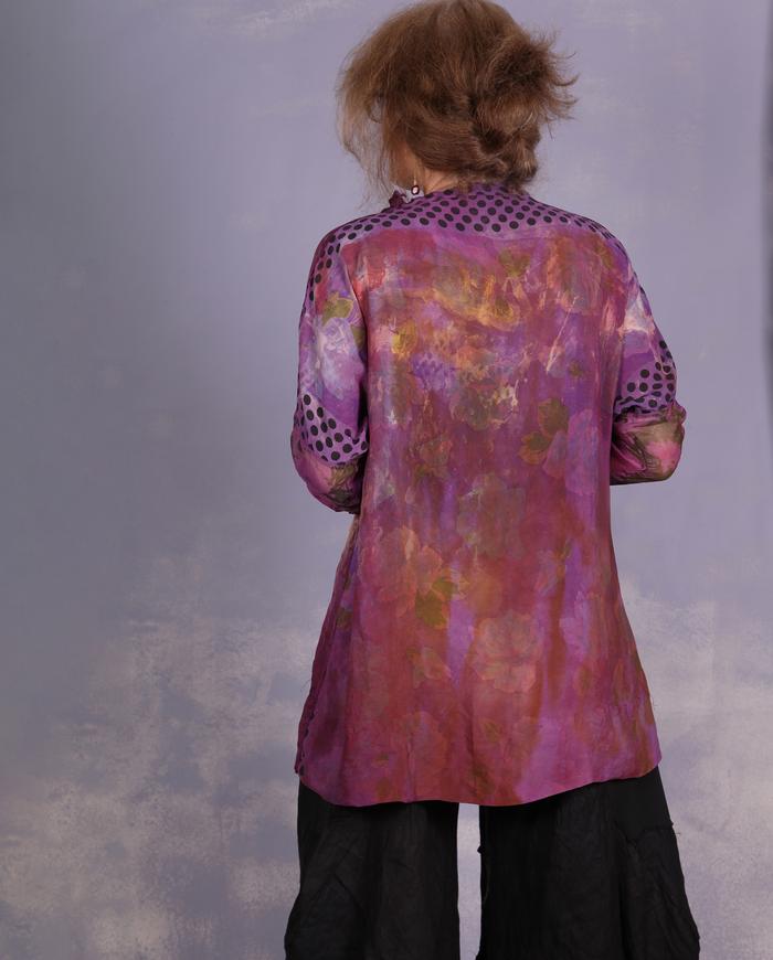'three different bouquets' mixed silks weightless blouse/tunic