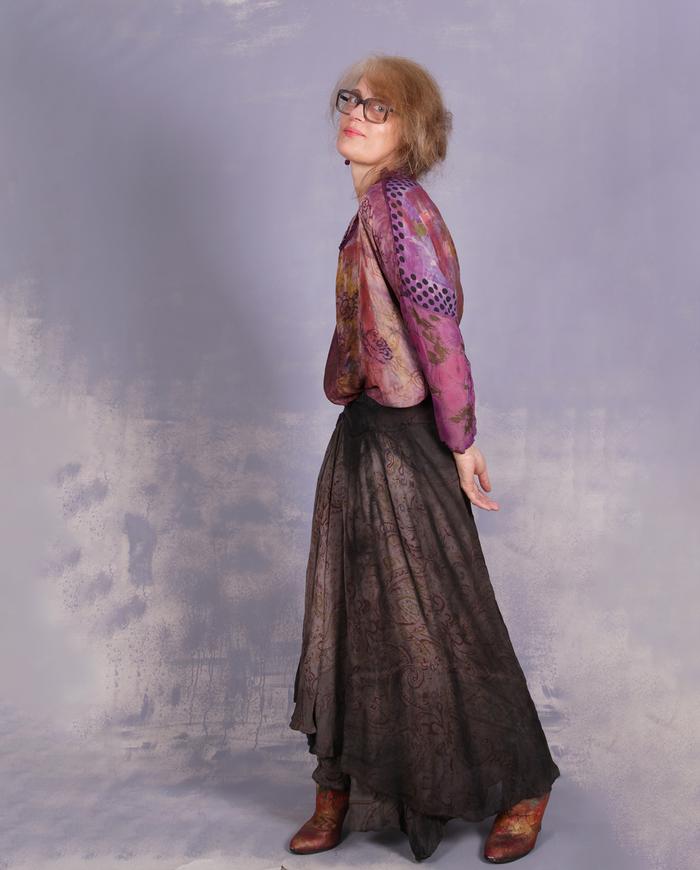 'three different bouquets' mixed silks weightless blouse/tunic