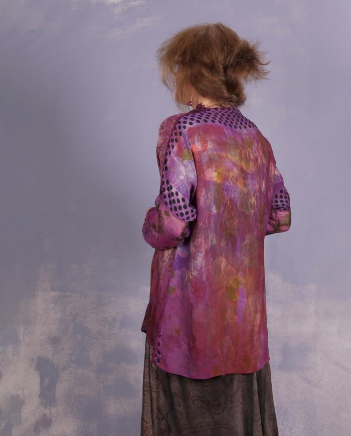 'three different bouquets' mixed silks weightless blouse/tunic