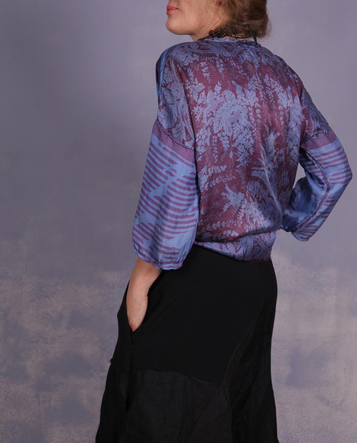 'geometry of the blue spectrum' weightless silk blouse