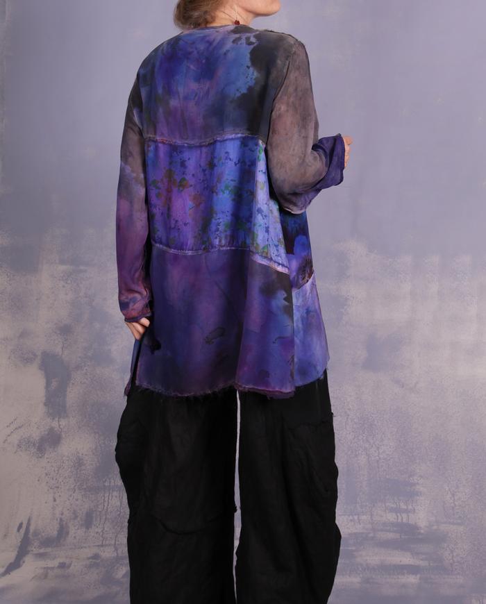 'someone, somewhere, sometime' mixed heavier silks oversized tunic/blouse