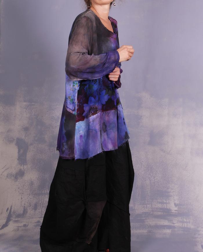 'someone, somewhere, sometime' mixed heavier silks oversized tunic/blouse