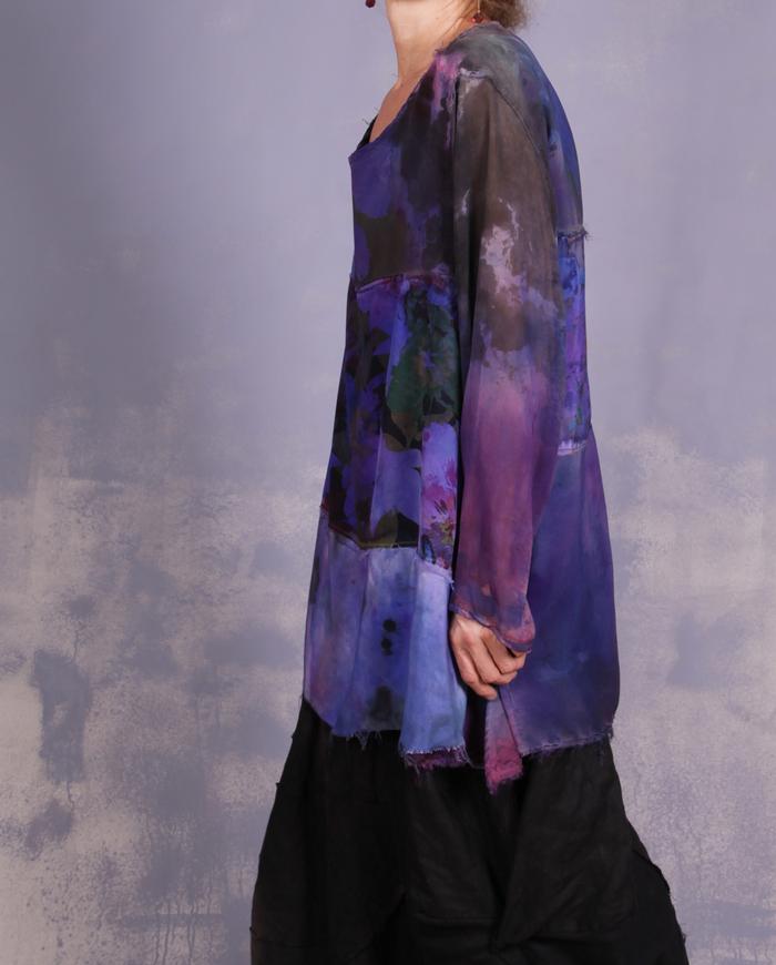 'someone, somewhere, sometime' mixed heavier silks oversized tunic/blouse