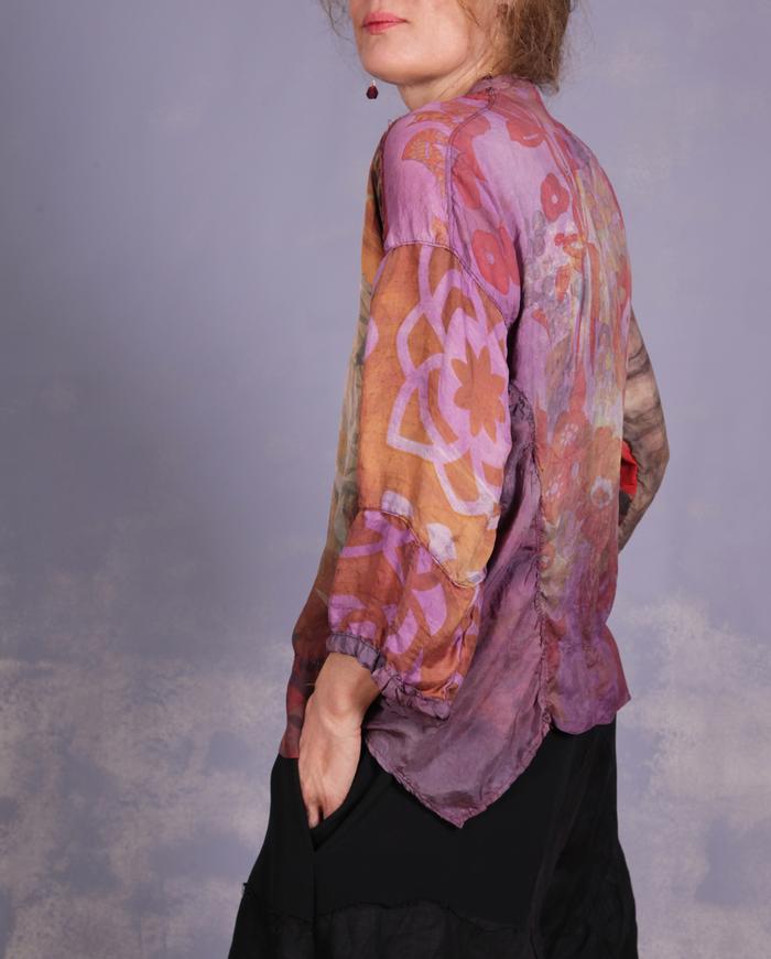 'ready to fly away' weightless mixed silks blouse
