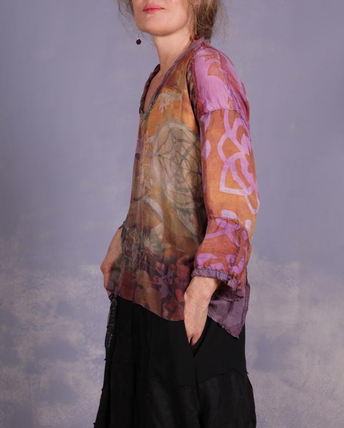 'ready to fly away' weightless mixed silks blouse