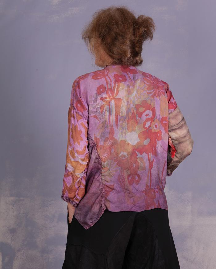 'ready to fly away' weightless mixed silks blouse
