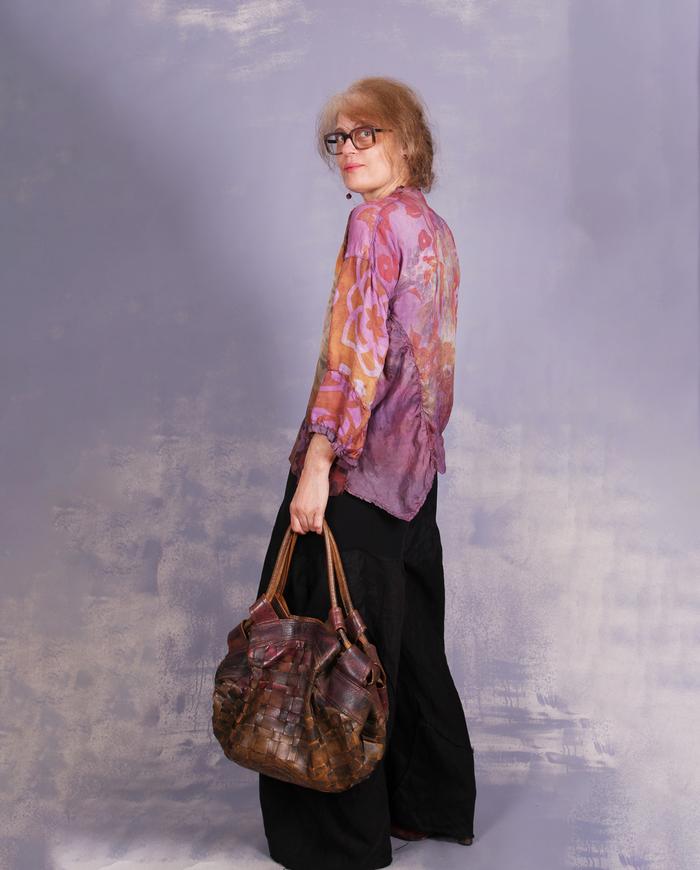 'ready to fly away' weightless mixed silks blouse
