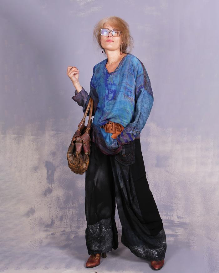 'blue silk therapy' vintage silk tunic or minidress