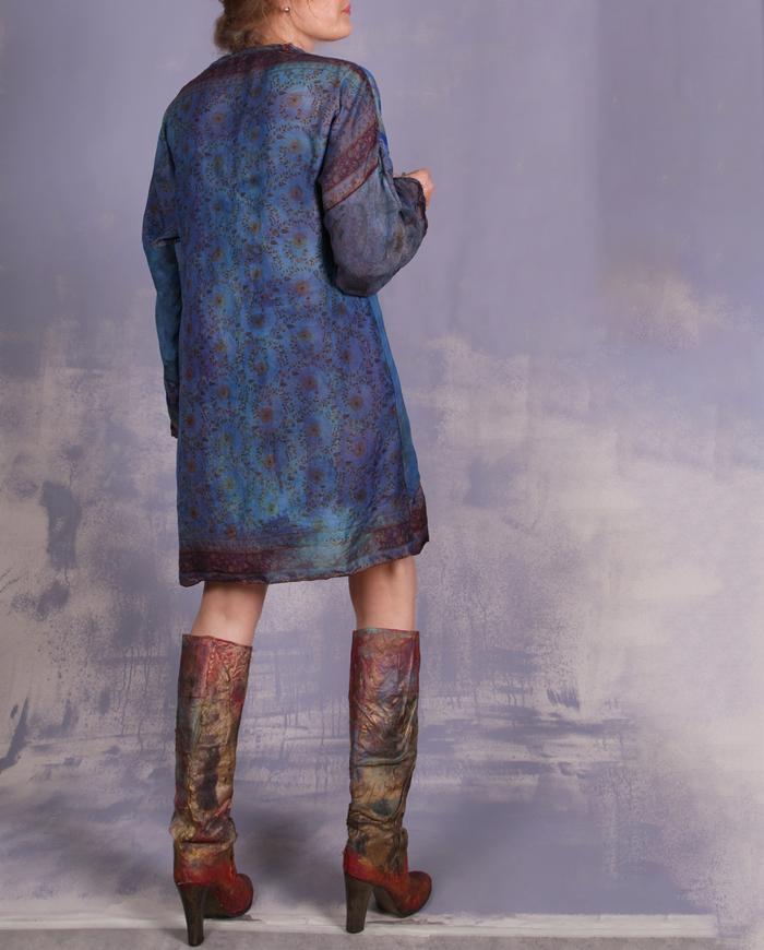 'blue silk therapy' vintage silk tunic or minidress