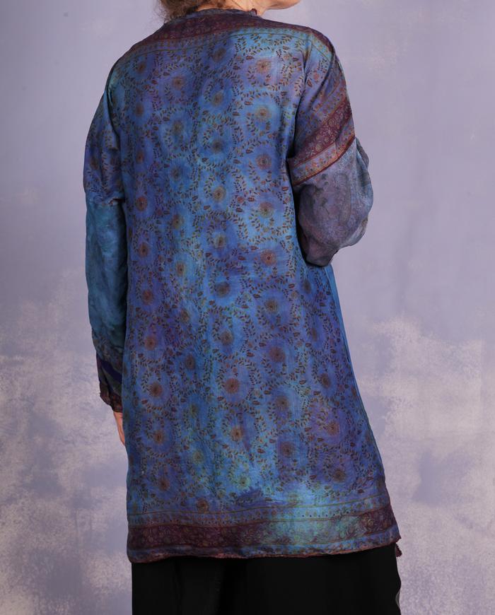 'blue silk therapy' vintage silk tunic or minidress