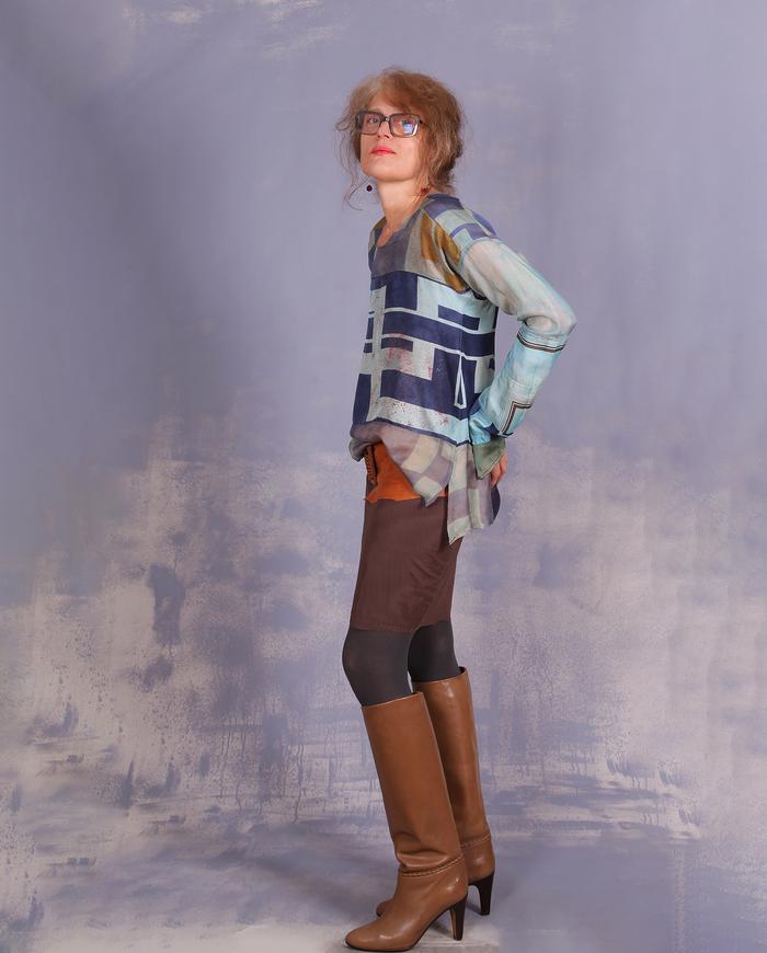 'ode to modern architecture' mixed vintage silks blouse