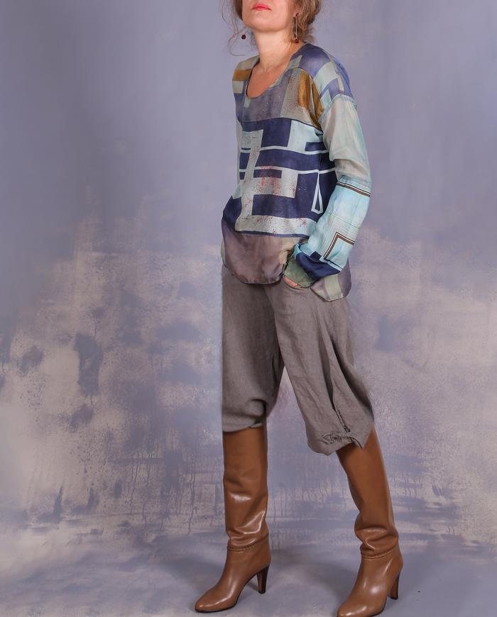 'ode to modern architecture' mixed vintage silks blouse