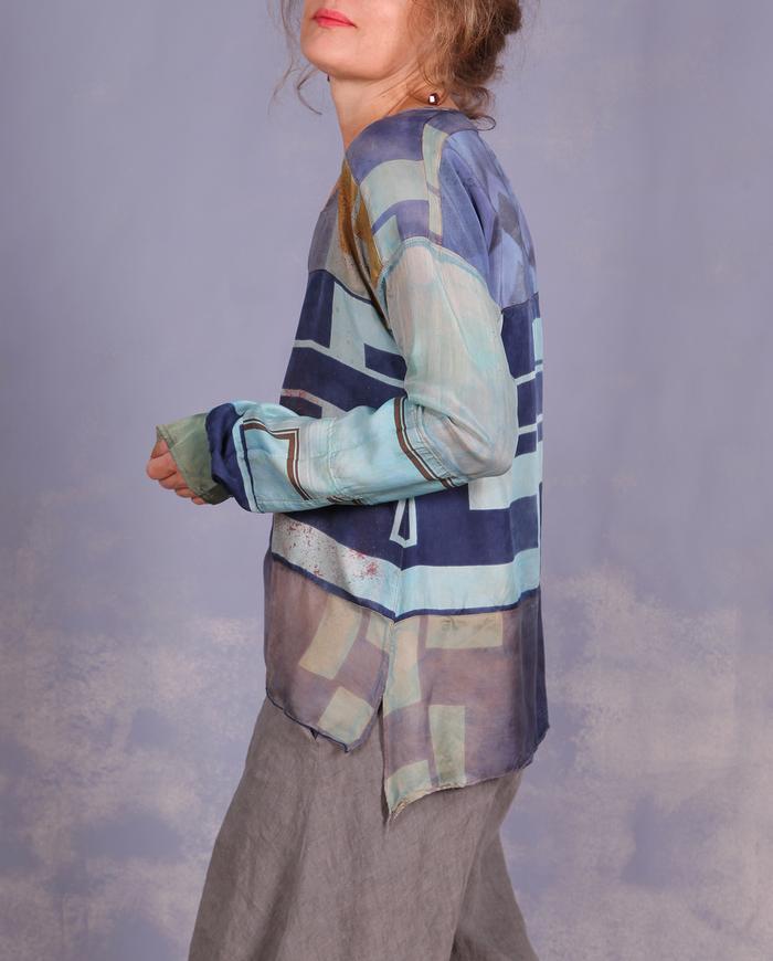 'ode to modern architecture' mixed vintage silks blouse