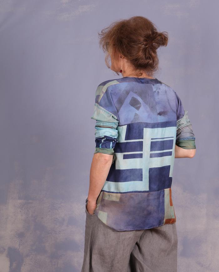 'ode to modern architecture' mixed vintage silks blouse