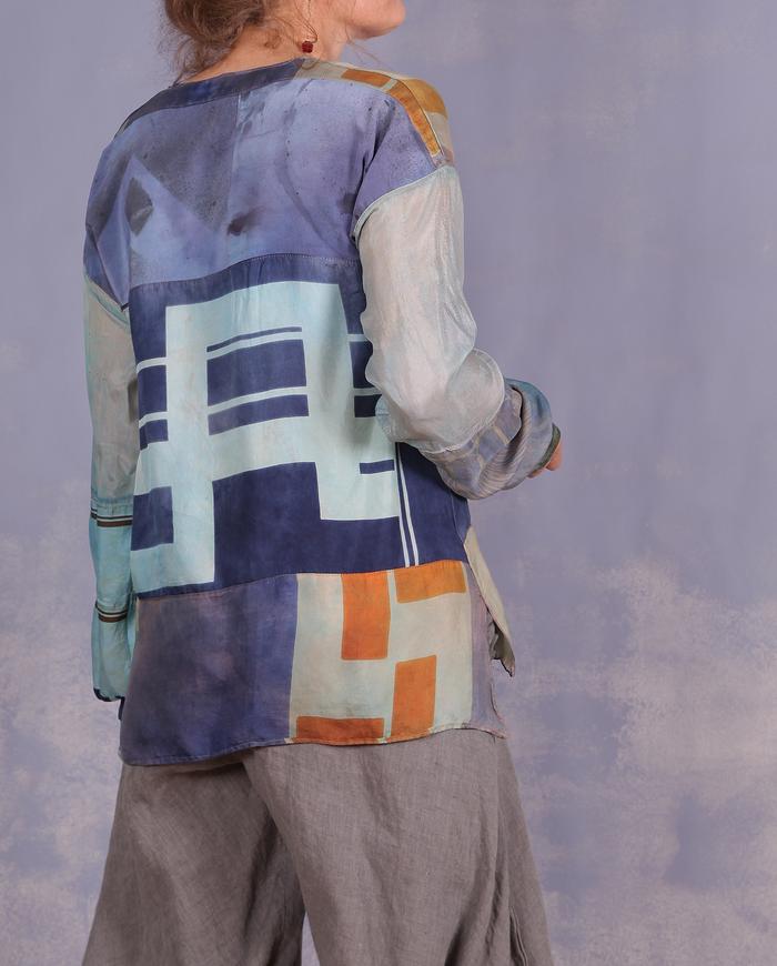 'ode to modern architecture' mixed vintage silks blouse