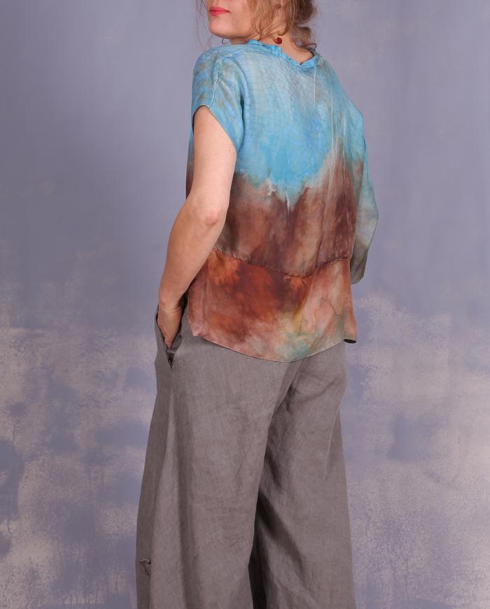 'a subtle modern mosaic' asymmetrical silk blouse