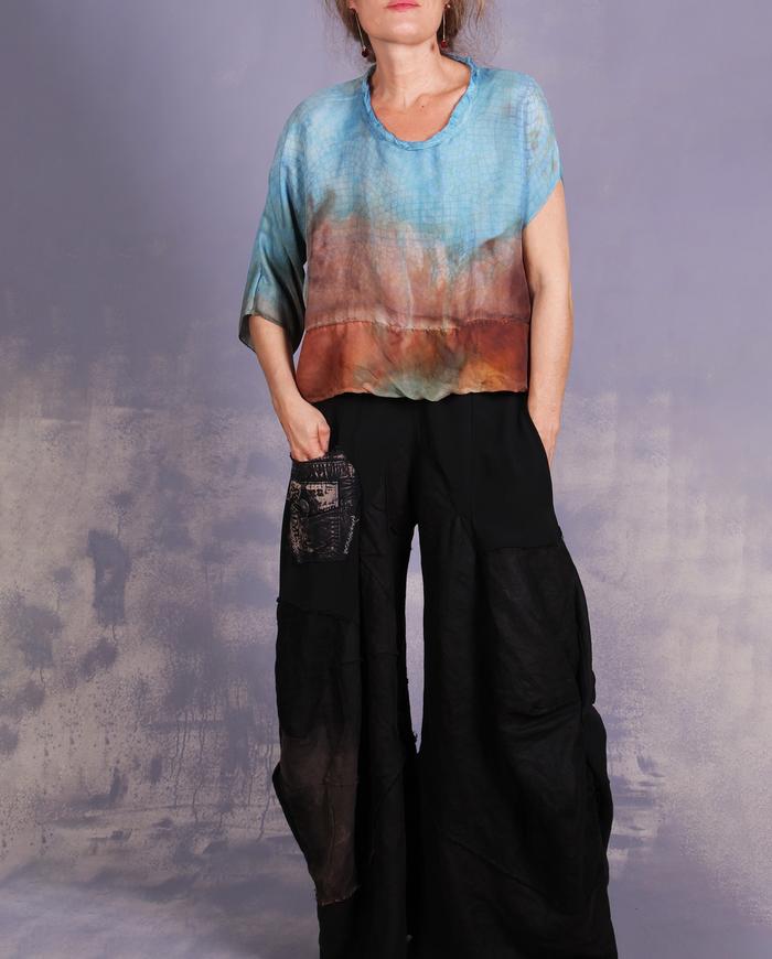 'a subtle modern mosaic' asymmetrical silk blouse