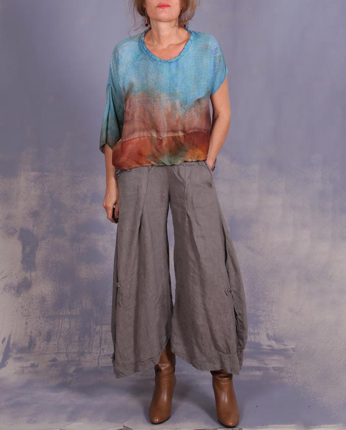'a subtle modern mosaic' asymmetrical silk blouse