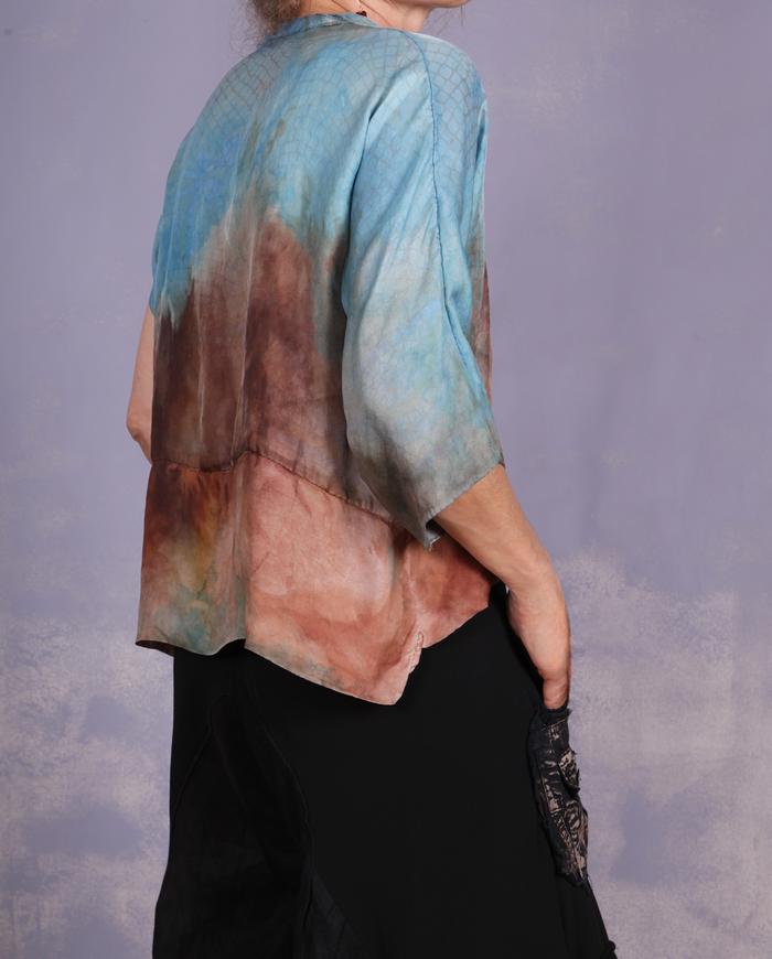'a subtle modern mosaic' asymmetrical silk blouse