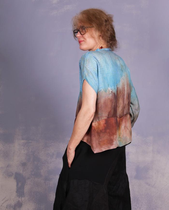 'a subtle modern mosaic' asymmetrical silk blouse