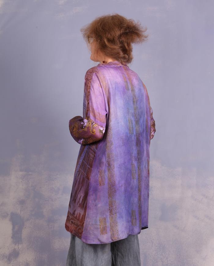 'flowers by ionic order' vintage silk lightweight blouse/tunic