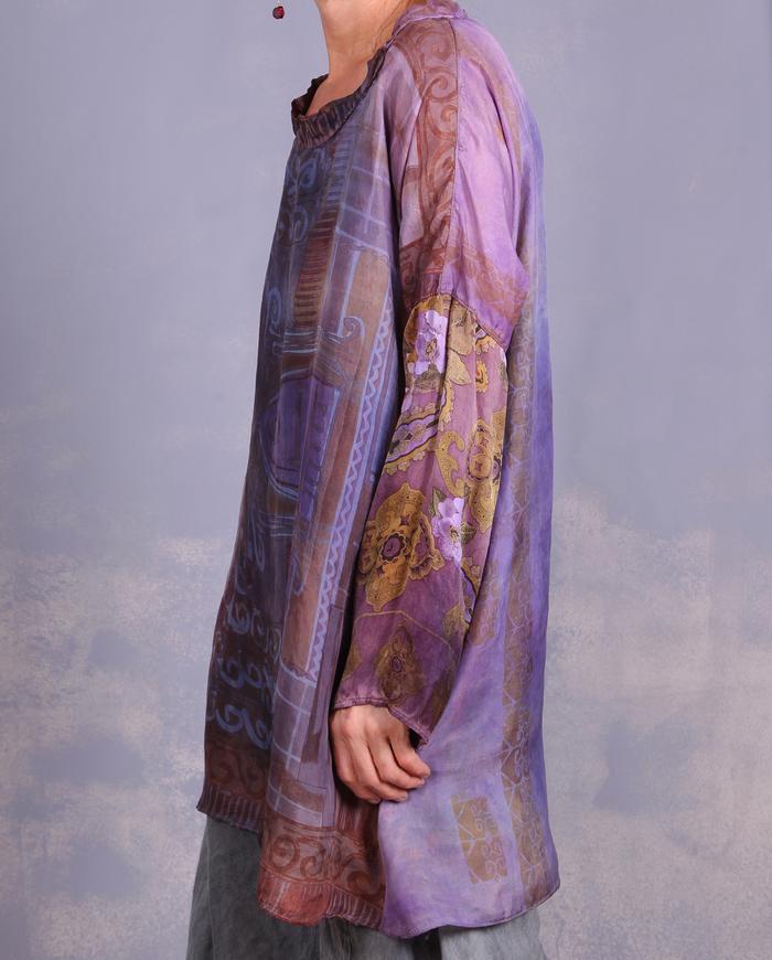 'flowers by ionic order' vintage silk lightweight blouse/tunic