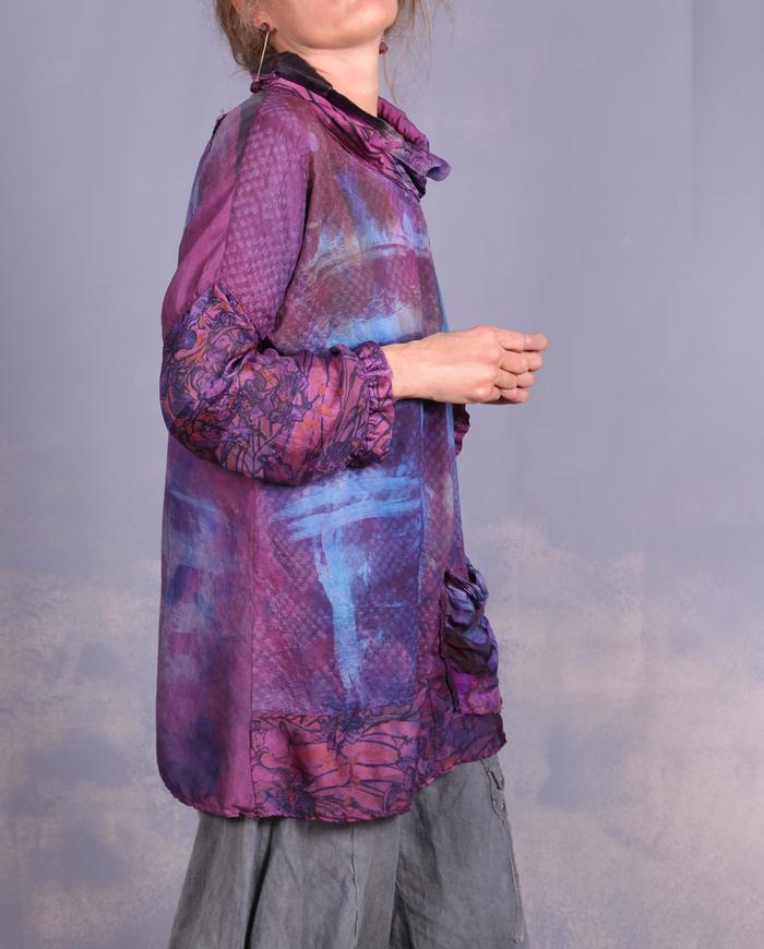 'a whisper in the wind' mixed silks tunic with pocket