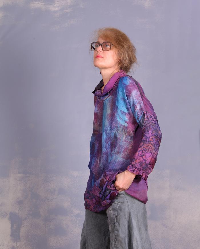 'a whisper in the wind' mixed silks tunic with pocket