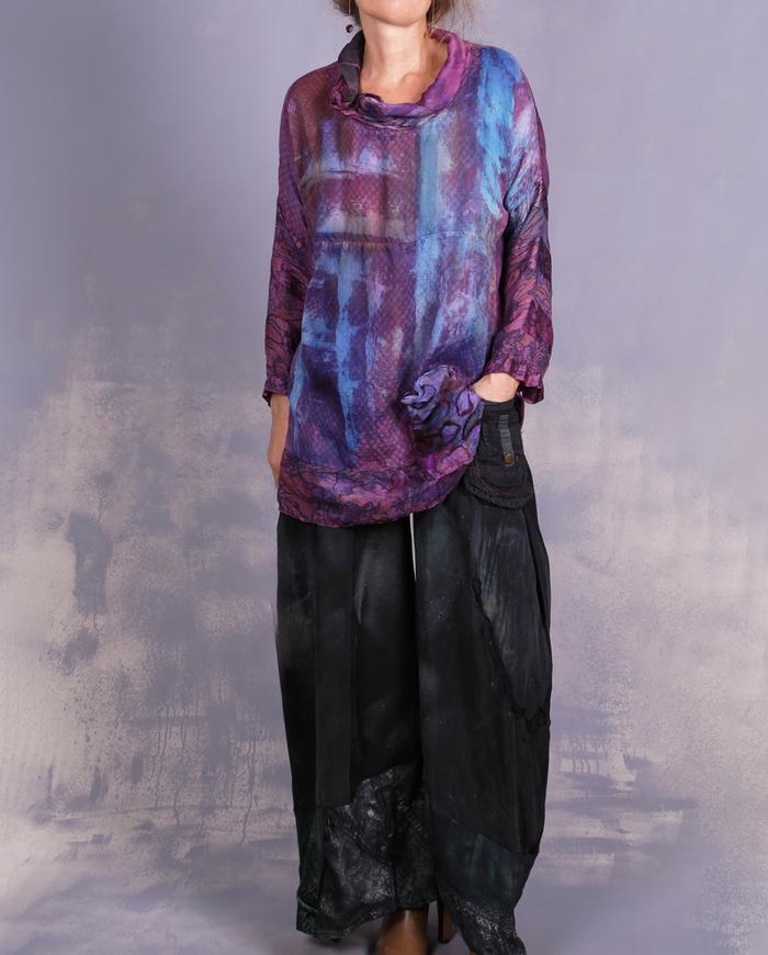 'a whisper in the wind' mixed silks tunic with pocket