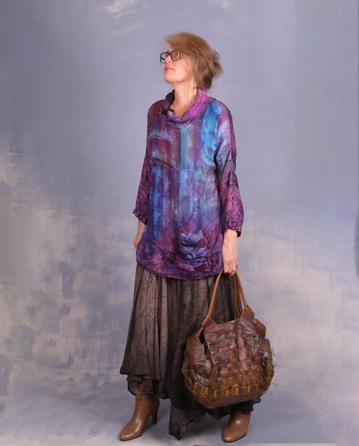 'a whisper in the wind' mixed silks tunic with pocket