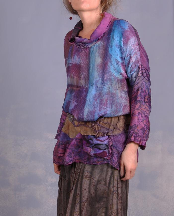 'a whisper in the wind' mixed silks tunic with pocket