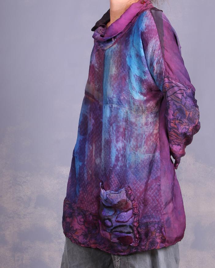 'a whisper in the wind' mixed silks tunic with pocket