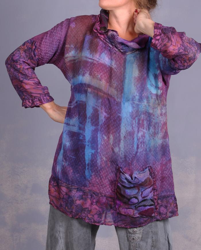 'a whisper in the wind' mixed silks tunic with pocket