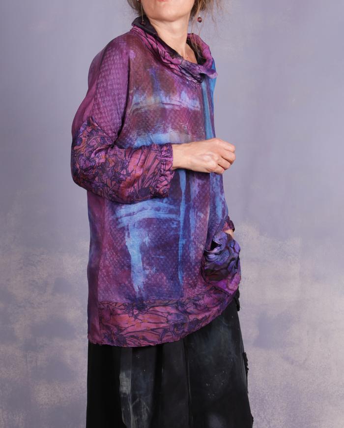 'a whisper in the wind' mixed silks tunic with pocket