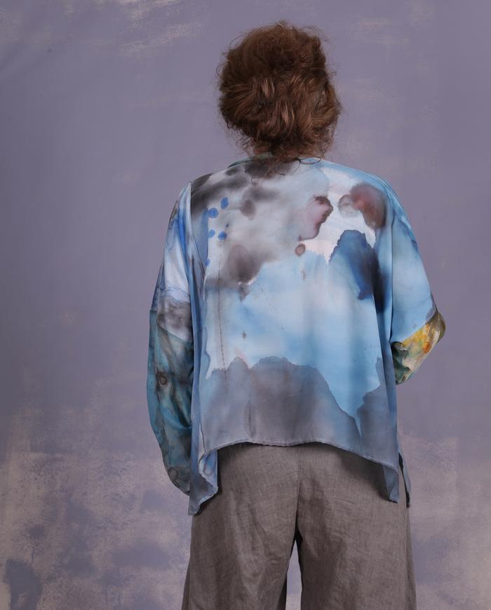 'floating among the clouds' one size drapey painted top