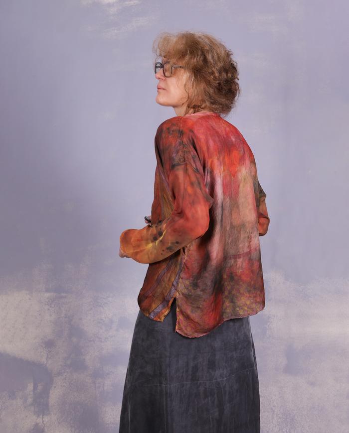 'brimming with energy' hand-painted vintage silks top