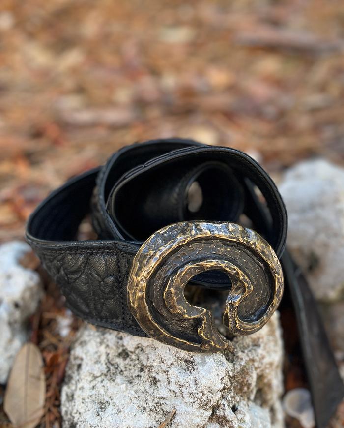 'a soft swirl' recycled Italian lambskin textured black belt